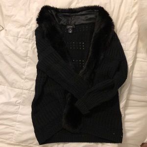 Karen Kane Black Fur Cardigan